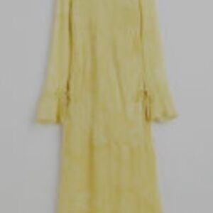 H&M Yellow Bell Sleeve Mock Neck Midi Dress